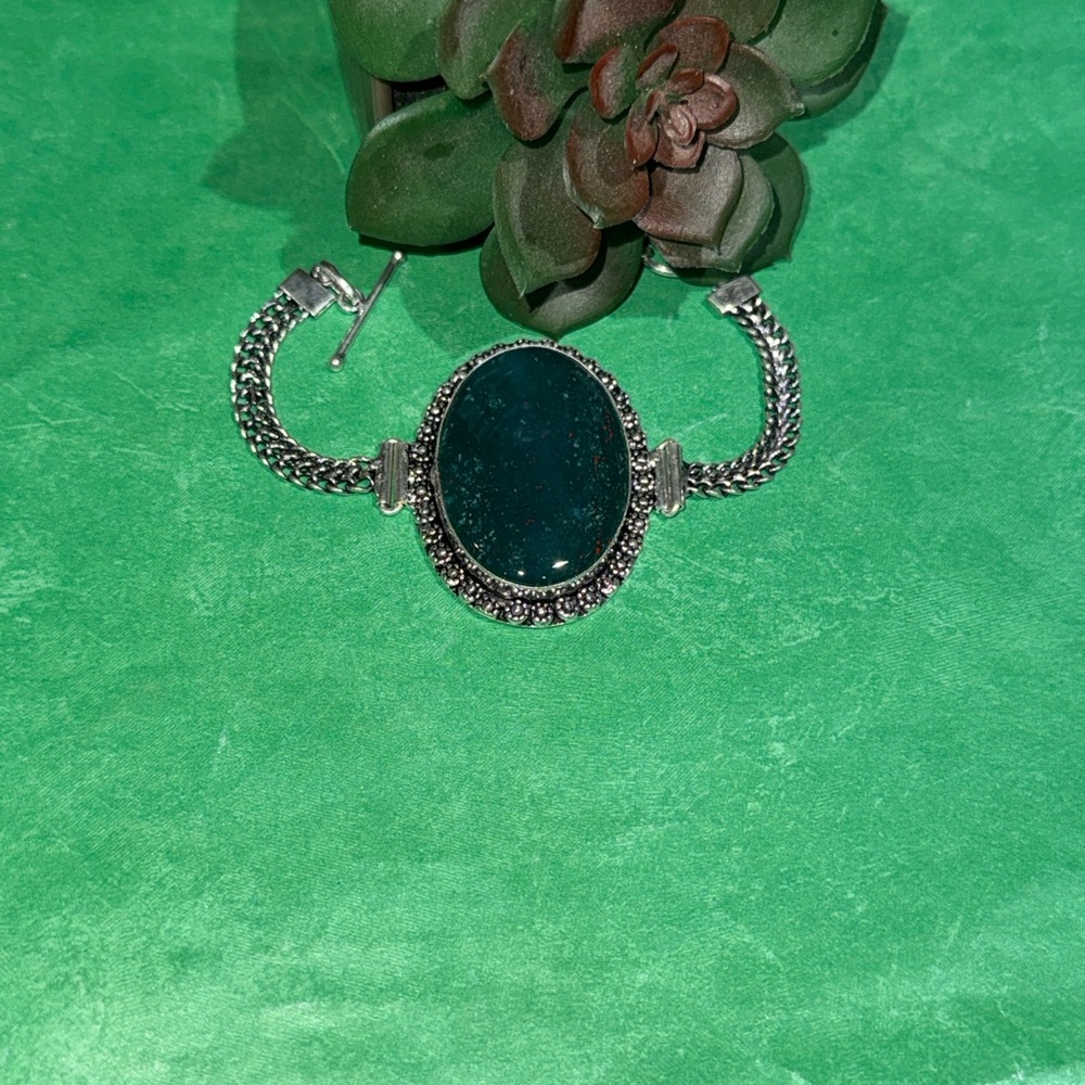 Bloodstone Silver Bracelet